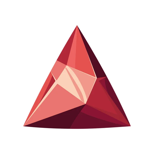 Icône Gemme Forme Triangle Rouge Isolé — Image vectorielle
