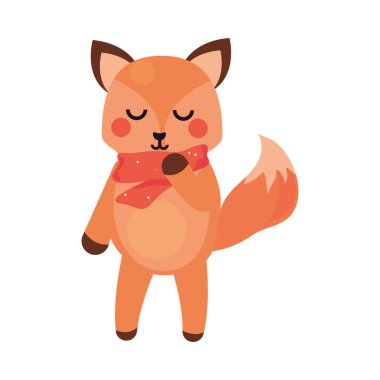 Tilki Noel karakteri simgesi izole edildi