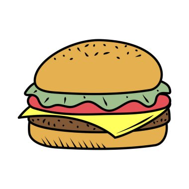 Hamburger yiyecekleri minimalist simgesi izole