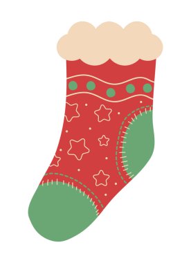 Yılbaşı çorap dekorasyonu simgesi izole edildi