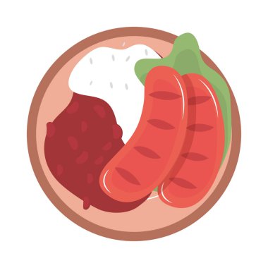 Tabağında fasulye olan sosisler