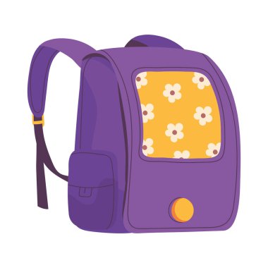 mor okul çantası simgesi izole edildi