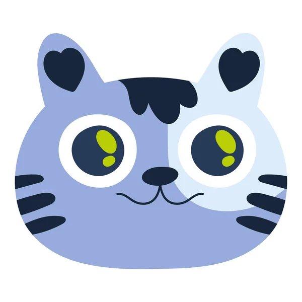 Roztomilý Kočka Tvář Ikona Izolované — Stockový vektor