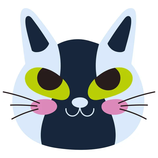 Kreslené Kočka Hlava Ikona Izolované — Stockový vektor