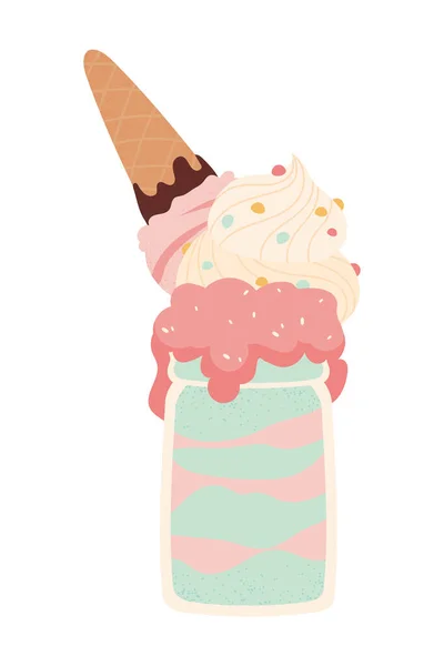Milkshake Med Icecream Dessert Ikon – Stock-vektor