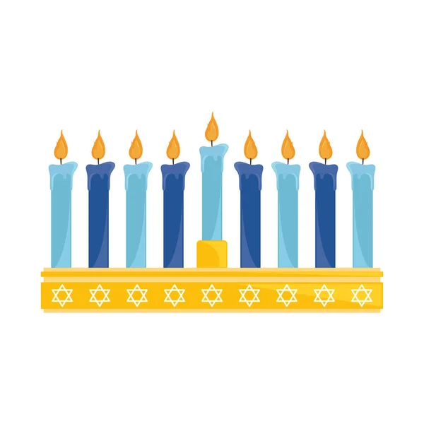 Menorah Κεριά Hanukkah Εικόνα Απομονωμένη — Διανυσματικό Αρχείο