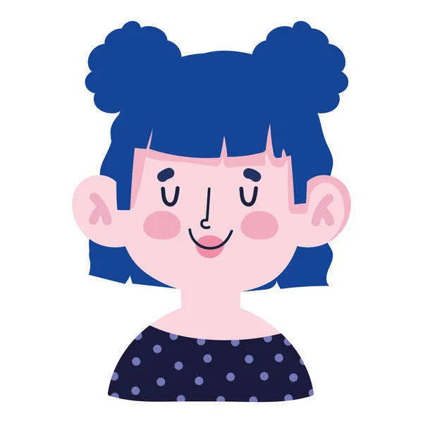 Cartoon Girl Portrait Icon Isolated — Stock Vector