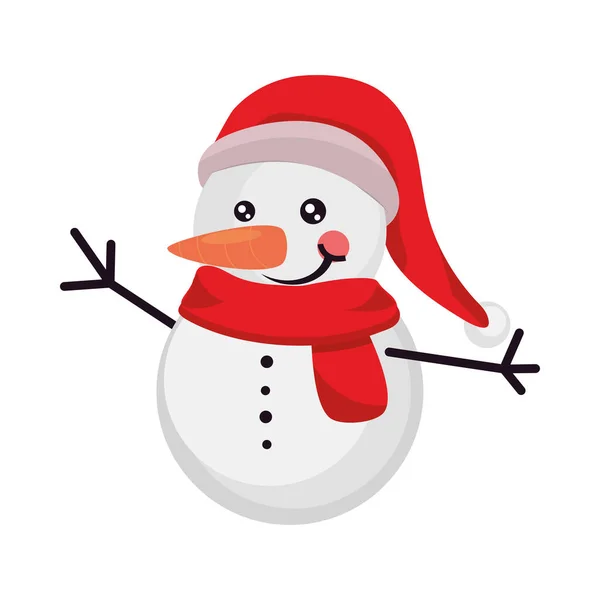 Snowman Christmas Character Icon Isolated — Stock Vector