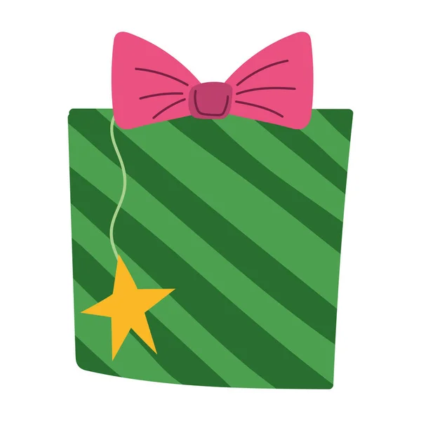 Christmas Green Gift Icon Isoliert — Stockvektor
