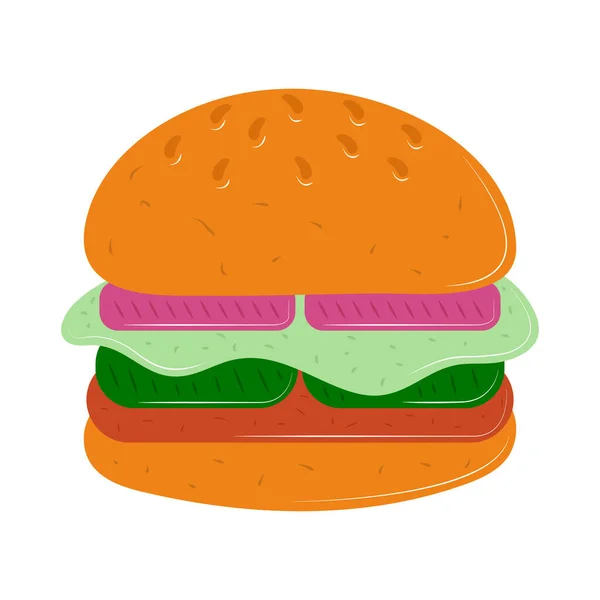 Hamburger Vegetariano Icona Cibo Isolato — Vettoriale Stock