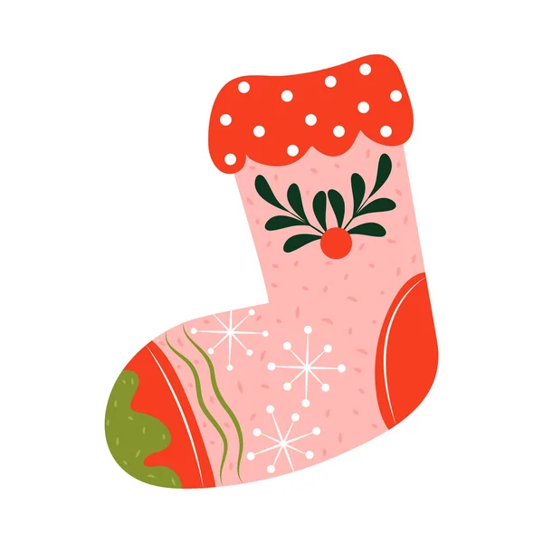 Çorap Noel Süsleme Simgesi Izole — Stok Vektör