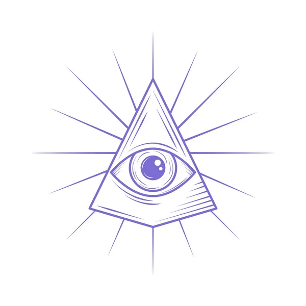 Piramit Göz Ezoterik Simgesi Izole — Stok Vektör