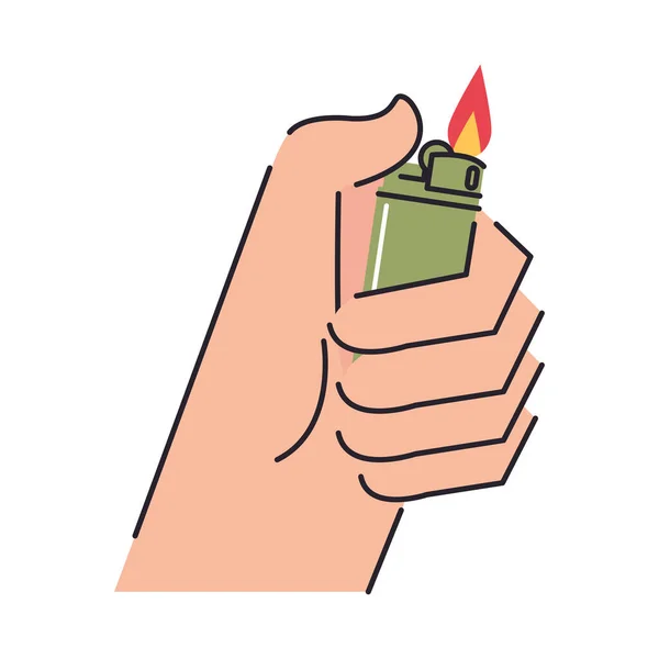 Hand Hält Feuerzeug Ikone Isoliert — Stockvektor
