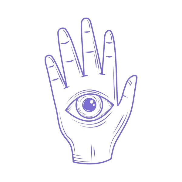 Hand Eye Esoteric Icon Isolated — Stock Vector