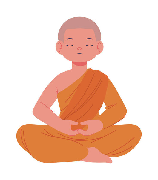 monk in meditation pose icon isolated