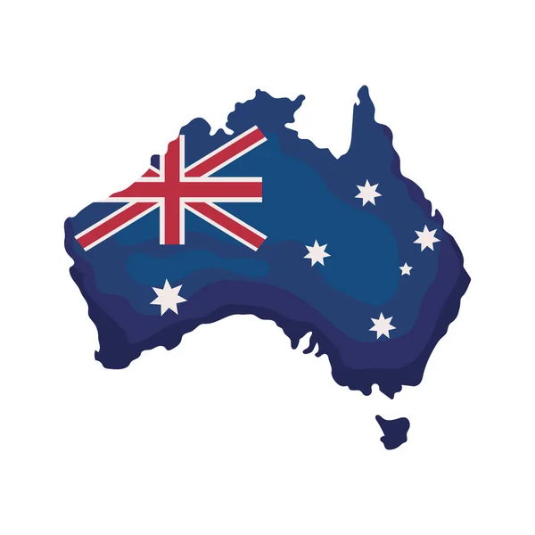 Australische Kaart Vlag Pictogram Geïsoleerd — Stockvector