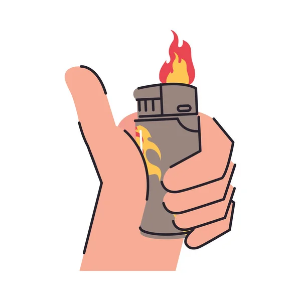 Feuerzeug Einer Hand Ikone Isoliert — Stockvektor