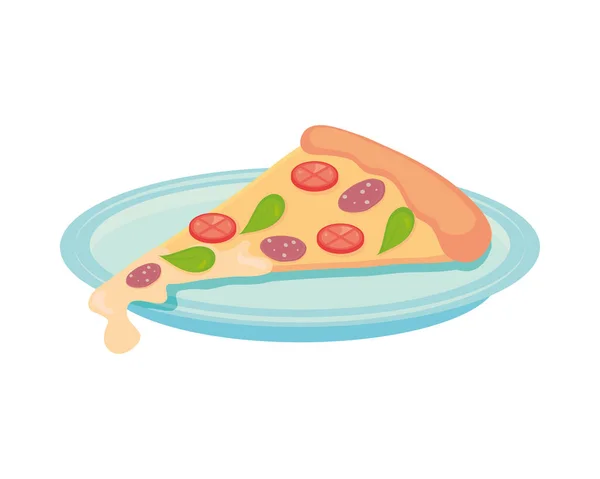 Pizza Italienische Lebensmittel Ikone Isoliert — Stockvektor