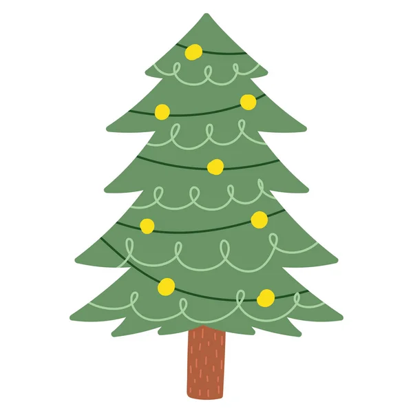 Icono Del Árbol Decorativo Navidad Aislado — Archivo Imágenes Vectoriales