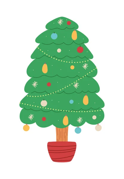 Árbol Navidad Icono Decoración Aislado — Vector de stock