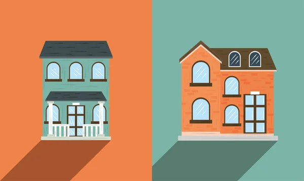 Set Houses Building Vector Style — Stock Vector