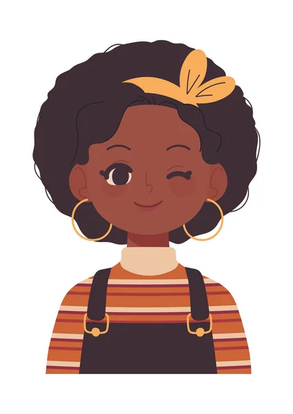 Afro Américaine Femme Avatar Icône Isolé — Image vectorielle