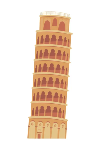 Pisa Torre Italia Icono Aislado — Vector de stock