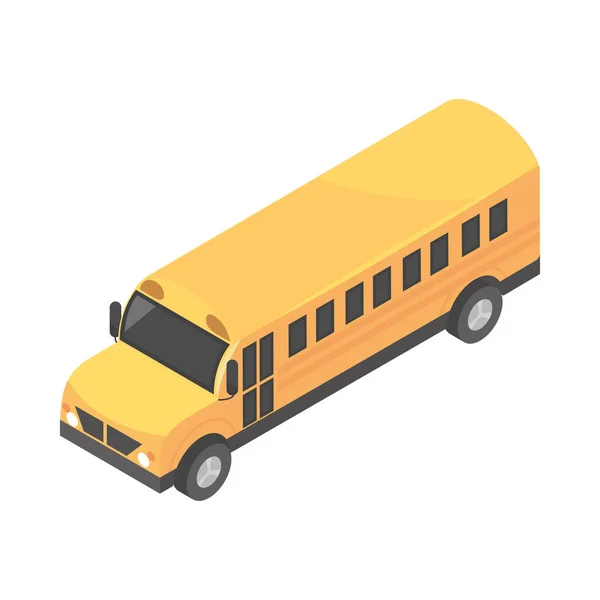 Isometrisk Skolbuss Transport Ikon Isolerad — Stock vektor