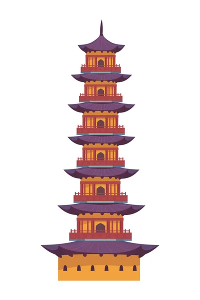Japan Pagoda Building Icon Isolated — Stock Vector