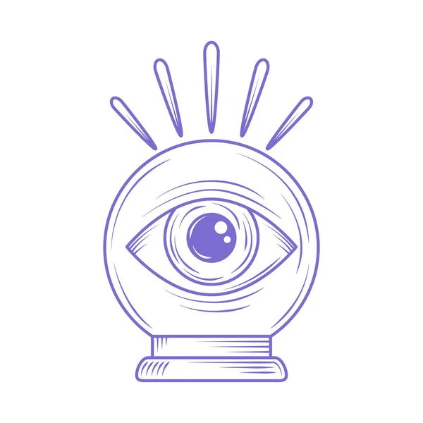 Crystal Ball Eye Esoteric Icon Isolated — Stock Vector