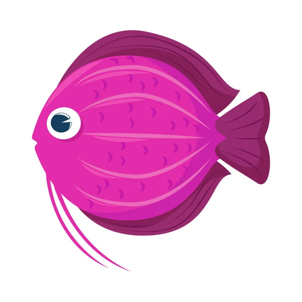 Pescado Lindo Icono Dibujos Animados Aislado — Vector de stock