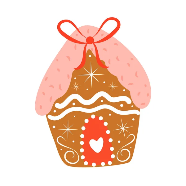 Cookie House Christmas Icon Isolated — Stock Vector