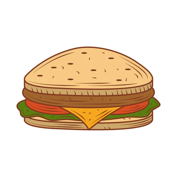 Sandwich Frühstück Essen Ikone Isoliert — Stockvektor
