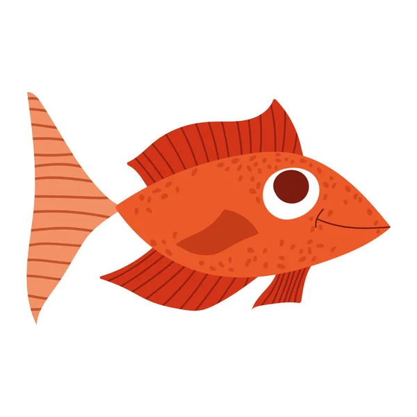 Gold Fish Sea Life Icon Isolated — Stock Vector