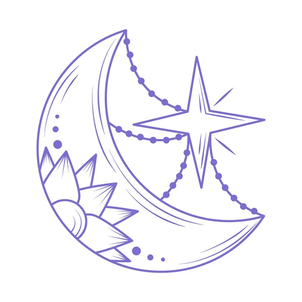 Lua Estrela Ícone Esotérico Isolado —  Vetores de Stock