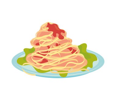 spagetti italyan yemek ikonu izole