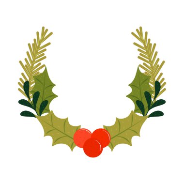 Holly Berry ve Yaprak Noel ikonu izole edildi