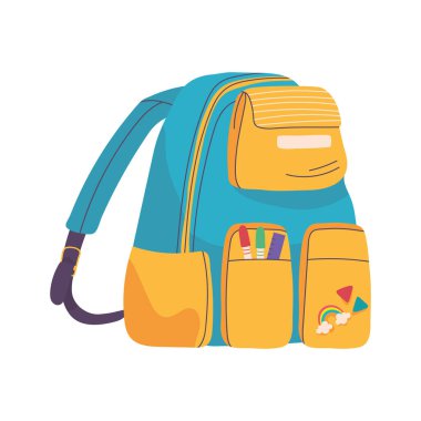 okul sırt çantasında kalem simgesi izole edildi