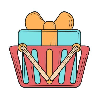 Hediye ikonlu alışveriş sepeti izole edildi