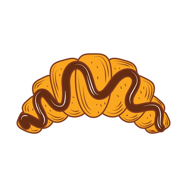 Chocolate Croissant Desayuno Comida Icono Aislado — Vector de stock