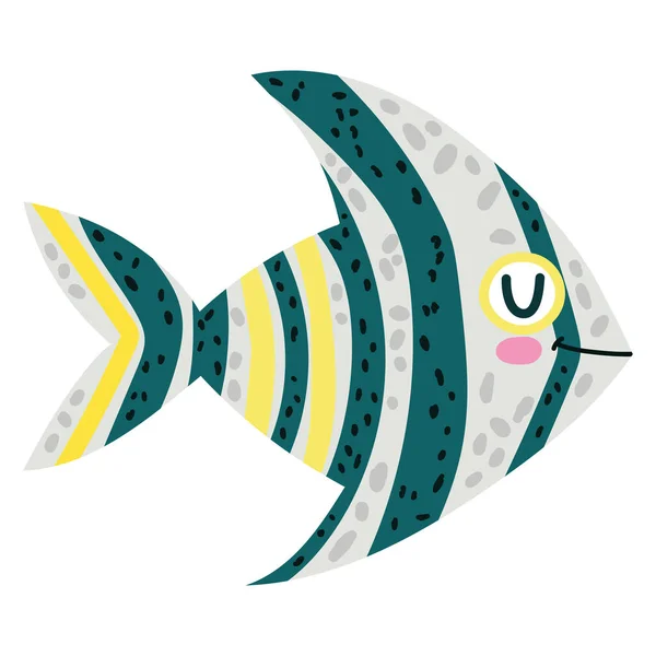 Poisson Mer Vie Nature Icône Isolé — Image vectorielle