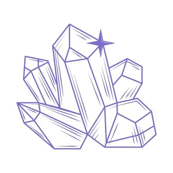 Pedras Cristal Ícone Esotérico Isolado — Vetor de Stock