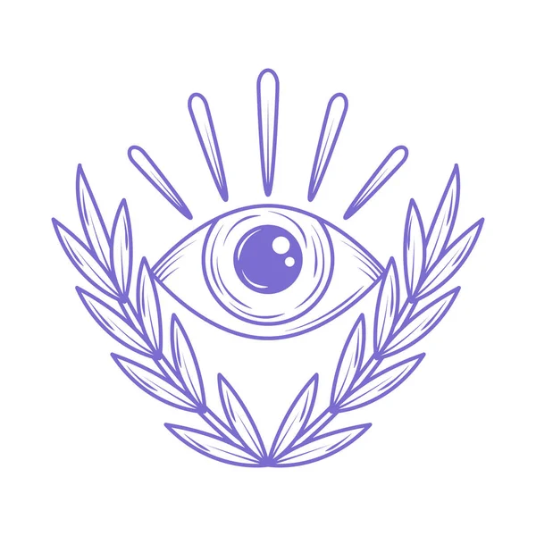 Eye Leaf Esoteric Icon Isolated — Stock Vector