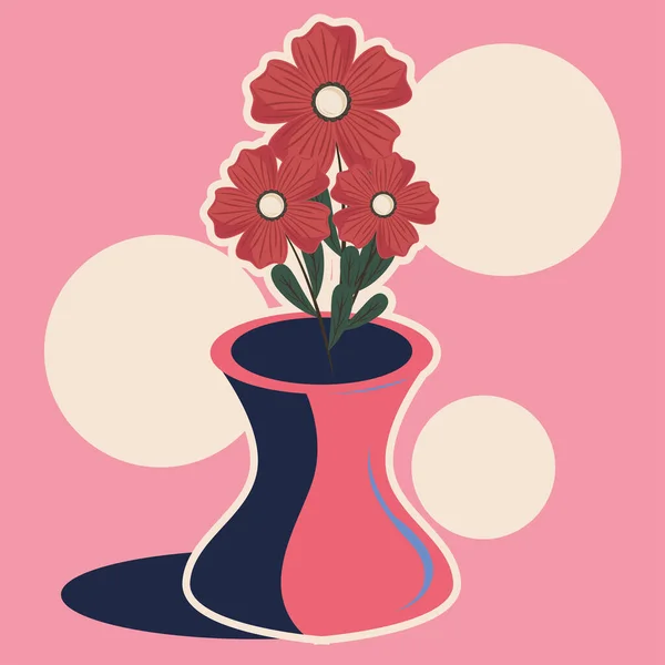 Vase Mit Blumen Vektor Stil — Stockvektor
