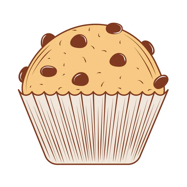 Cupcake Mit Schokolade Frühstück Essen Ikone Isoliert — Stockvektor