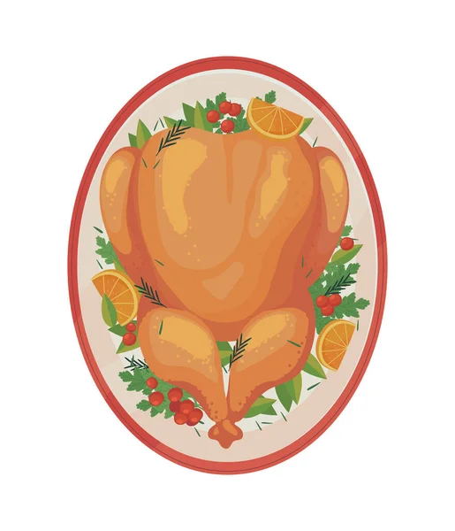 Noel Yemeği Ikonu Izole Edilmiş Hindi — Stok Vektör
