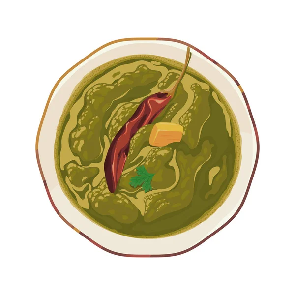 Sopa India Con Icono Chile Aislado — Vector de stock