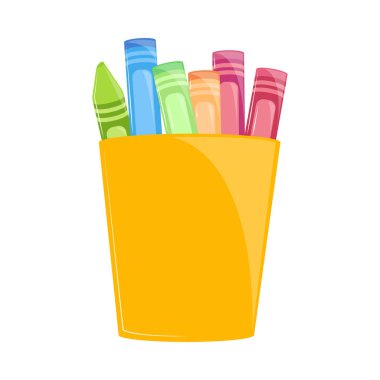 Boya kalemleri simgesi izole edilmiş kova