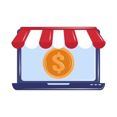 laptop çevrimiçi alışveriş para simgesi