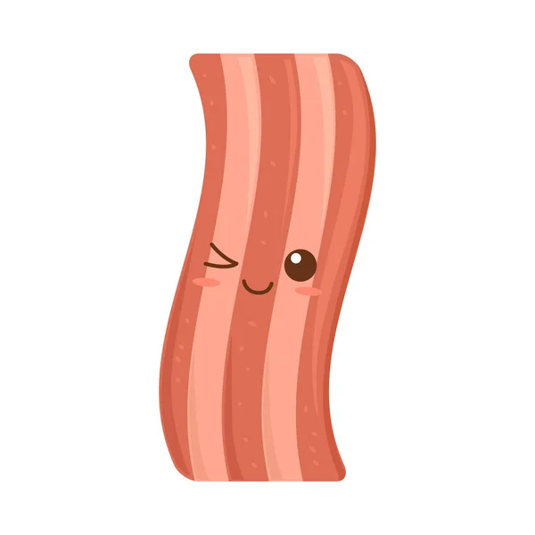 Ícone Comida Bacon Kawaii Isolado —  Vetores de Stock